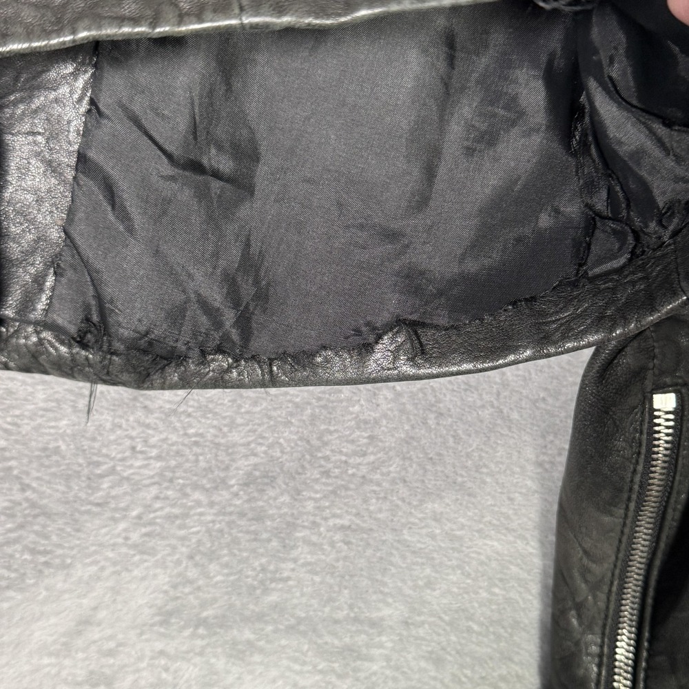 Madewell Jacket Womens S Black Washed Leather Moto Biker Asymmetrical Zip *FLAW - Picture 9 of 11